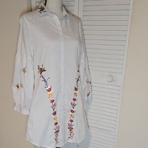 Floral Embroidered White Blouse